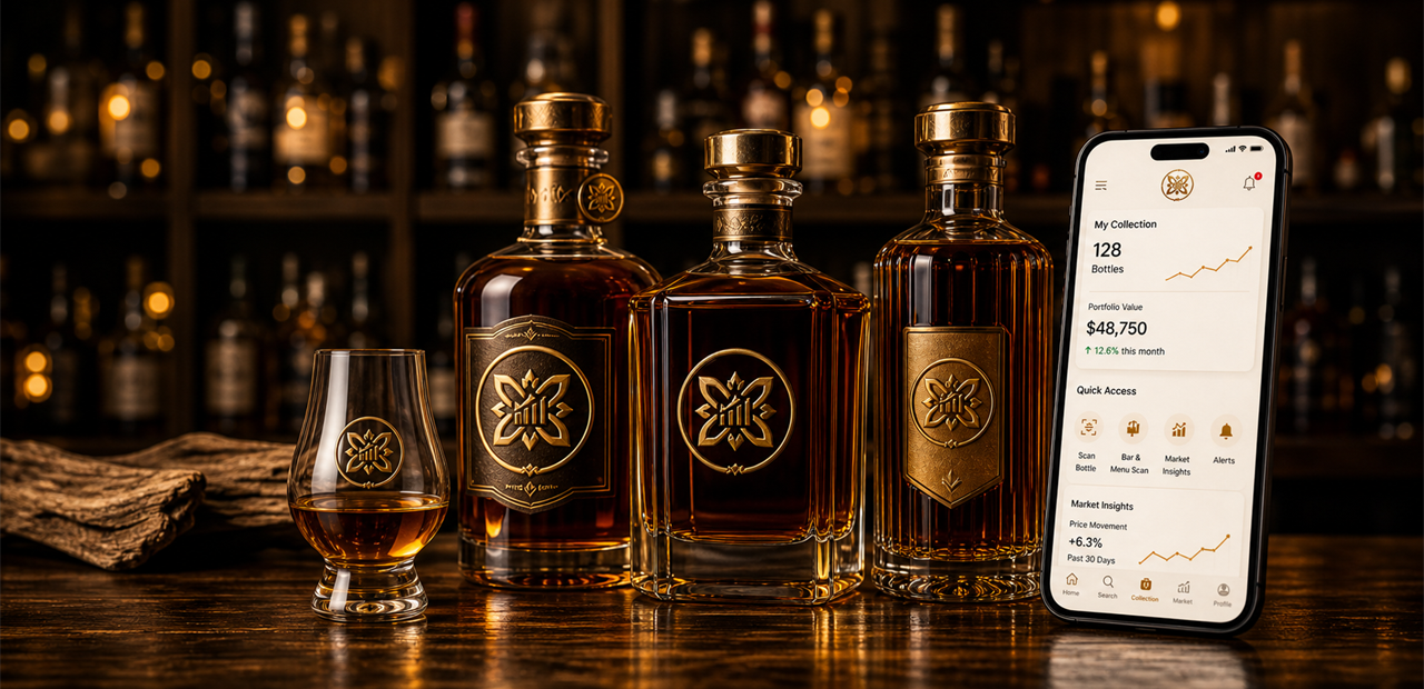 Maltiply whisky bottles and portfolio dashboard